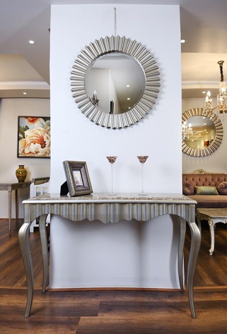 Wave console table with wave mirror