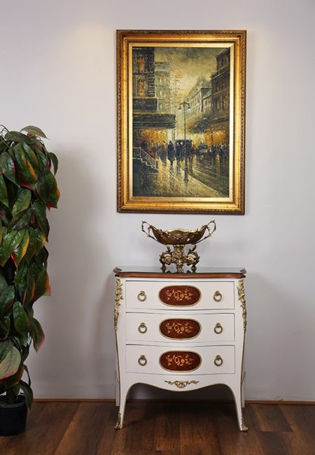 White chest with marquetry