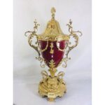 Decorative Brass Vase Dark Red
