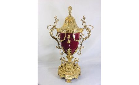 Decorative Brass Vase Dark Red