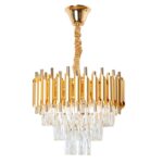 Gold Plated Cylinder Chandelier With Crystal