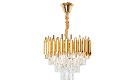 Gold Plated Cylinder Chandelier With Crystal