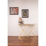 PVD Gold-Plated Stainless Steel Triangles Console Table.