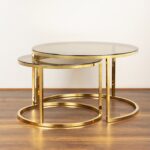 Two Round PVD Gold - Plated Coffee tables