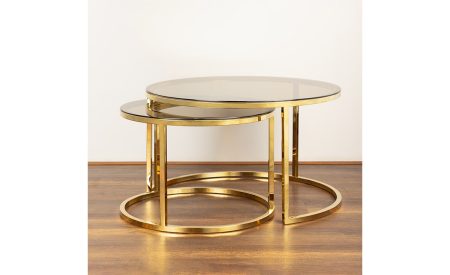 Two Round PVD Gold - Plated Coffee tables