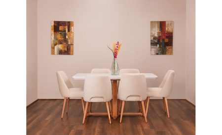 Scandinavian Dining table With Six Chair