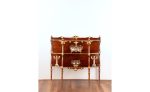 Handcrafted étagère with marquetry and copper
